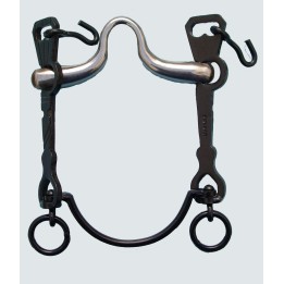 Bocado Vaquero Articulado Embocadura Cuello Ganso de Acero Inoxidable Barra Curva Pavonado