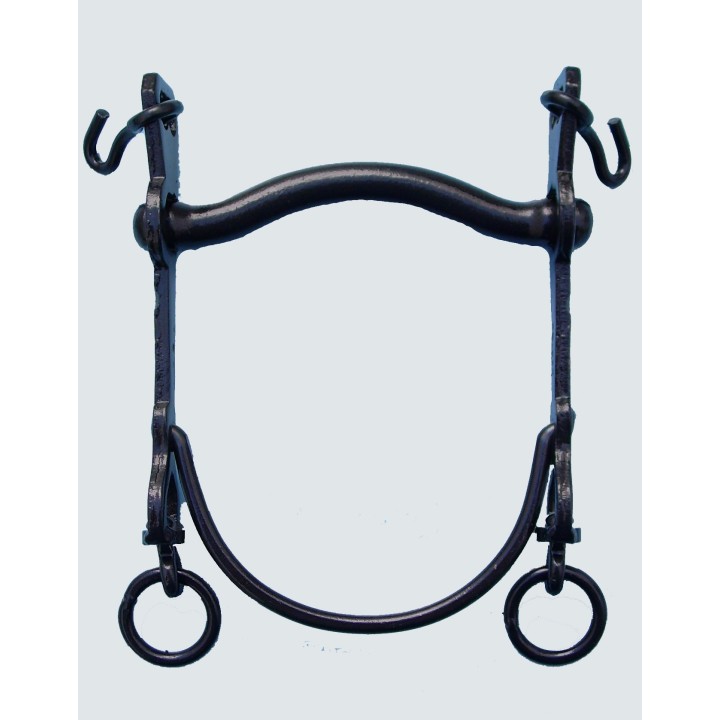 Bocado Vaquero Fijo Embocadura De Arco Barra Curva Pavonado