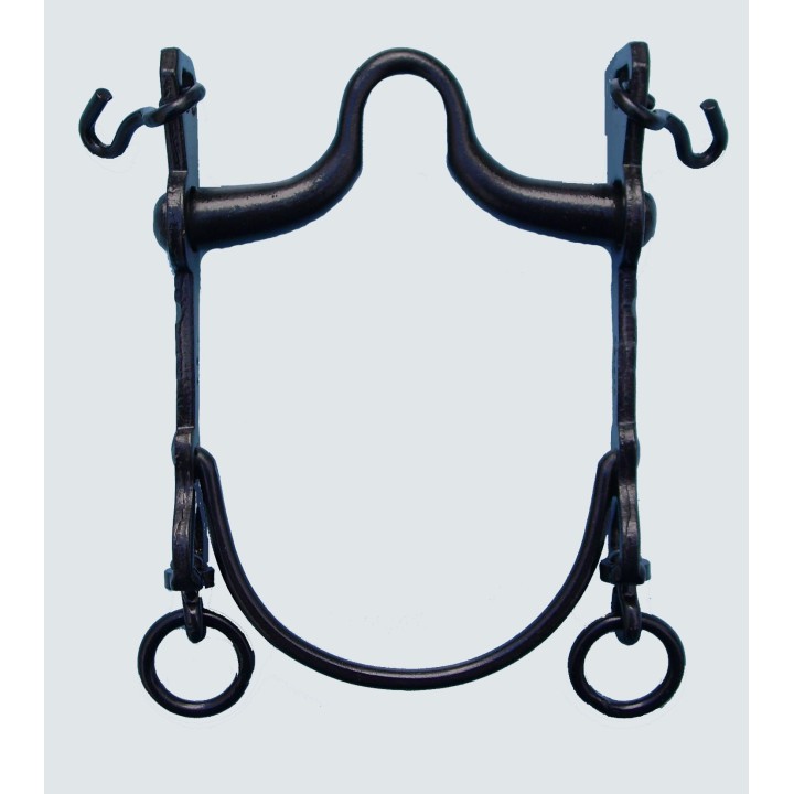 Bocado Vaquero Fijo Embocadura Cuello Ganso Barra Curva Pavonado