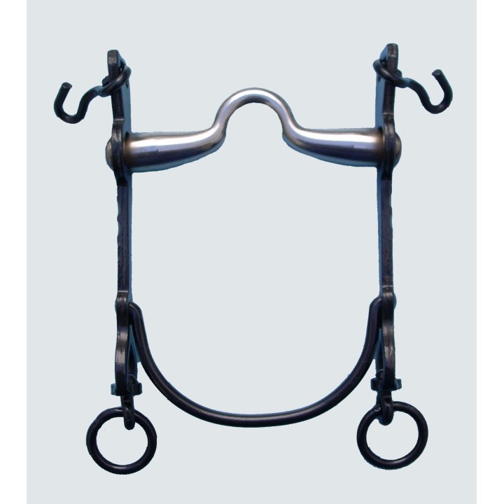 Bocado Vaquero Fijo Embocadura Asa Caldera Pequeña de Acero Inoxidable Barra Curva 