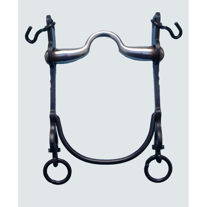 Bocado Vaquero Fijo Embocadura Asa Caldera Mediana de Acero Inoxidable Barra Curva 