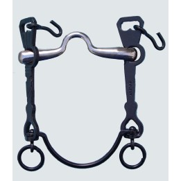 Bocado Vaquero Articulado Embocadura Asa Caldera Pequeña de Acero Inoxidable Barra Curva Pavonado