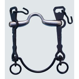 Bocado Vaquero Articulado Embocadura Asa Caldera Grande de Acero Inoxidable Barra Curva Pavonado