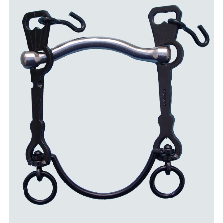 Bocado Vaquero Articulado Embocadura de Arco de Acero Inoxidable Barra Curva Pavonado